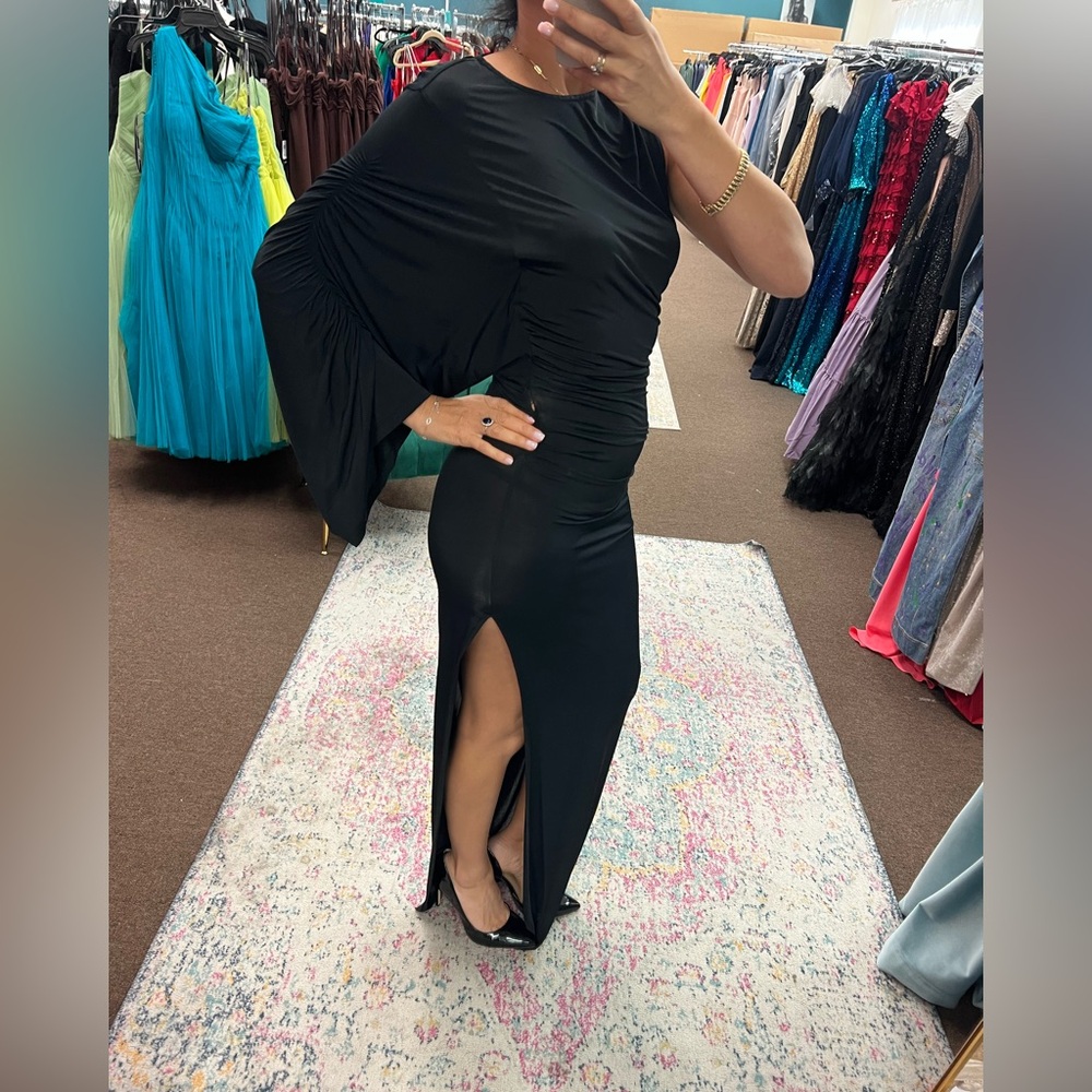 BCBGMaxAzria Black Asymmetrical One Shoulder Cocktail Dress - Picture 4 of 9